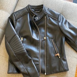 Zara Black Leather Motorcycle Jacket